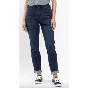 Judy‎ Blue Womens Jeans Sz 20 Jogger Dark Denim Stretch Pockets Waist Tie